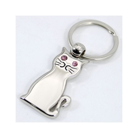 LLAVERO METAL CROMADO GATO
