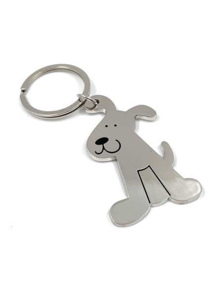 LLAVERO METAL CROMADO PERRO