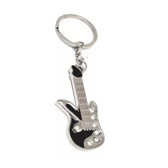 LLAVERO METAL CROMADO GUITARRA