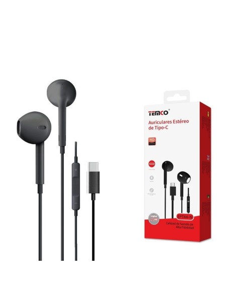 AURICULARES CON CABLE + MICRO CONECTOR TIPO C NEGRO EPT44 C/10
