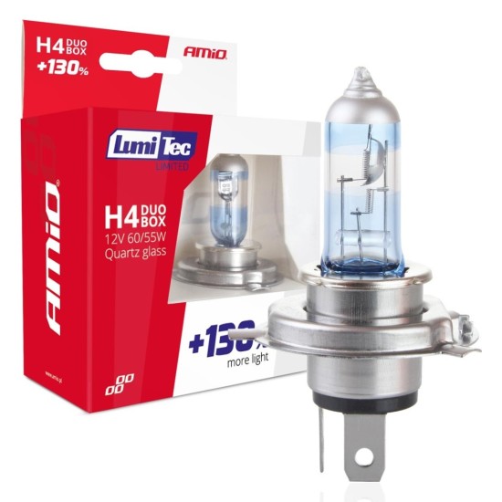 KIT H4 HALOGENAS PLUS +130% 12V 60/55W 2UDS