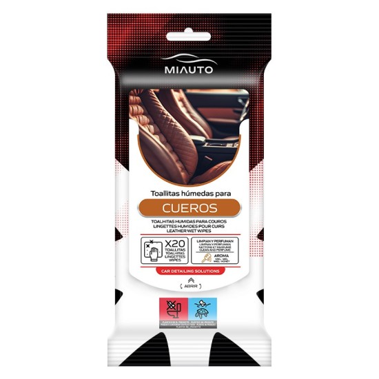 TOALLITAS LIMPIA CUEROS AROMA MIEL 20UDS C/12