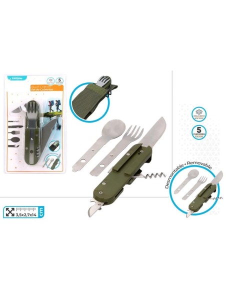 NAVAJA SET DE CUBIERTOS METALICOS 5 FUNCIONES BLISTER 35X27X140MM
