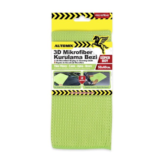 BAYETA MICROFIBRA 3D ESPECIAL SECADO Y SUCIEDAD 50X40CM C/12 AUTOMIX