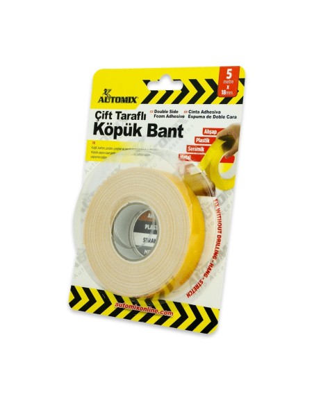 CINTA DOBLE CARA DE ESPUMA AUTOADHESIVA 5MX18MM AUTOMIX