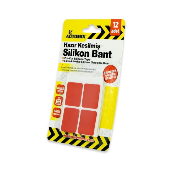 CINTA DOBLE CARA PRECORTADA AUTOADHESIVA SILICONA 25X30MM PACK 12 AUTOMIX