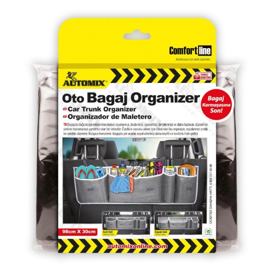 BOLSO ORGANIZADOR ASIENTOS TRASEROS 4 BOLSILLOS 98X30CM AUTOMIX