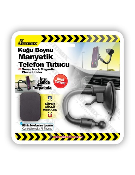 SOPORTE DE TELEFONO BRAZO MAGNETICO 360º CON BASE VENTOSA AUTOMIX C/10