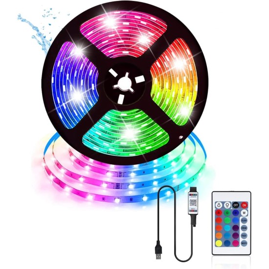 TIRA LED MULTICOLOR C/MANDO CONEXION USB 5M 5-24V