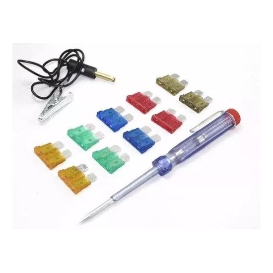 FUSIBLES PLANO + TESTER COMPROBADOR BLISTER 10USD