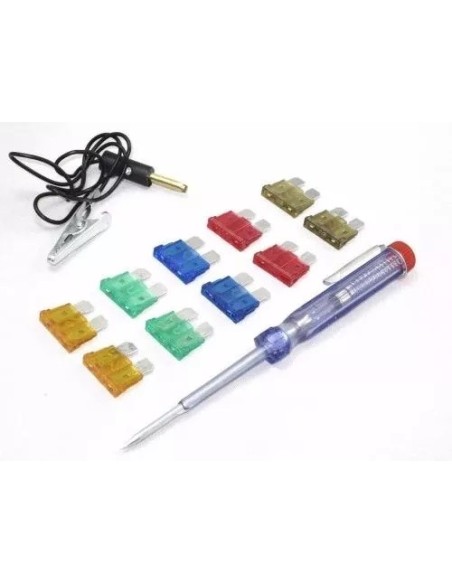 FUSIBLES PLANO + TESTER COMPROBADOR BLISTER 10USD