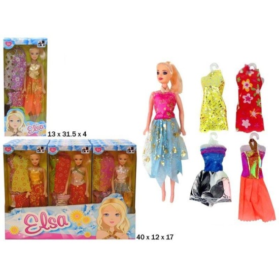 MUÑECA ELSA 4 VESTIDOS BLISTER EXP.12UDS