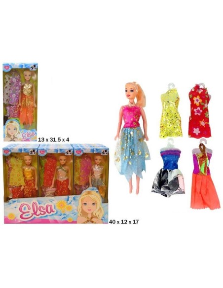 MUÑECA ELSA 4 VESTIDOS BLISTER EXP.12UDS