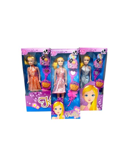 MUÑECA KELLY CON ACCESORIOS BLISTER EXP.12UDS