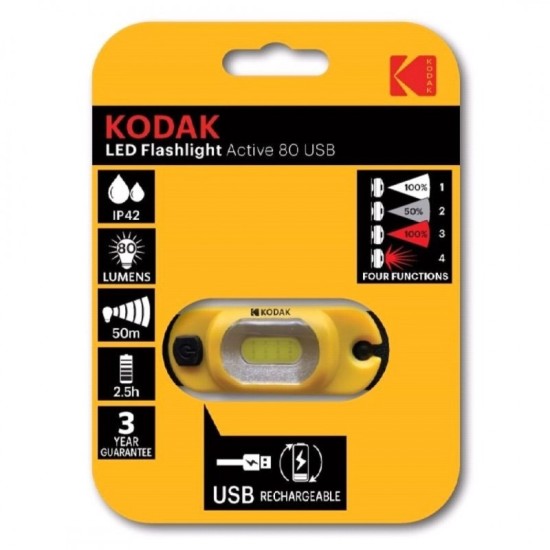 LINTERNA LED FRONTAL "KODAK" RECARGABLE 4 FUNCIONES