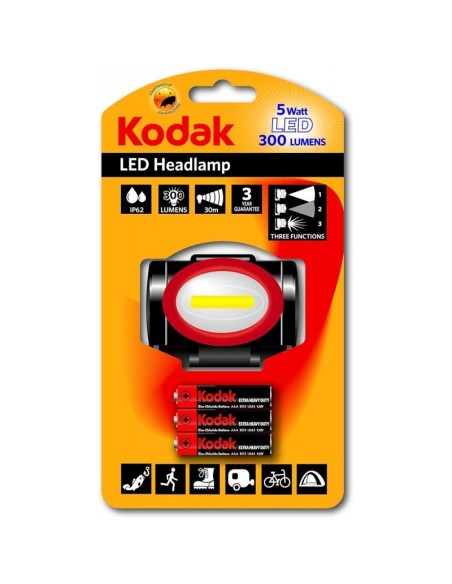 LINTERNA LED FRONTAL "KODAK" 3 FUNCIONES 300L CON PILAS INC.