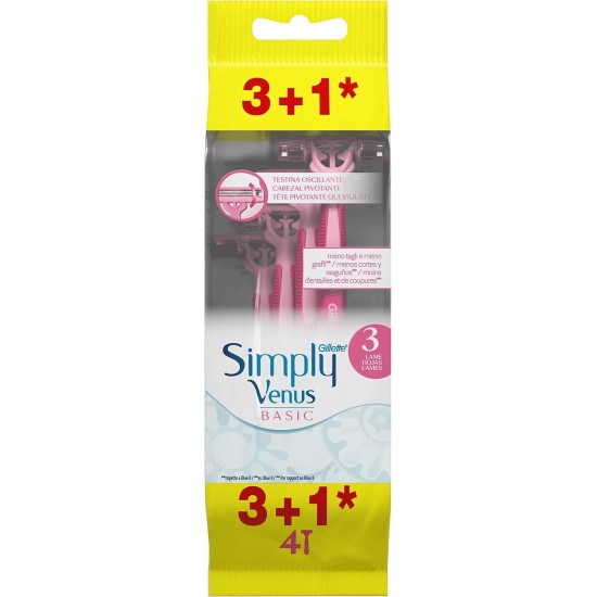 MAQUINILLA AFEITAR DESECHABLE SIMPLY VENUS GILLETTE 3+1UDS