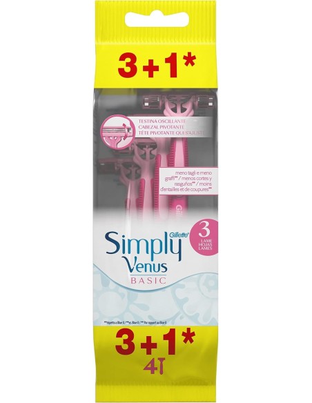 MAQUINILLA AFEITAR DESECHABLE SIMPLY VENUS GILLETTE 3+1UDS