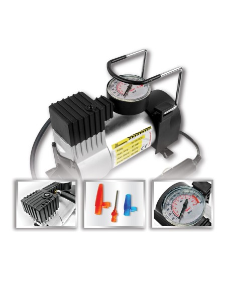 COMPRESOR METALICO CON MANOMETRO 7BAR 140PSI 12V AUTOMIX