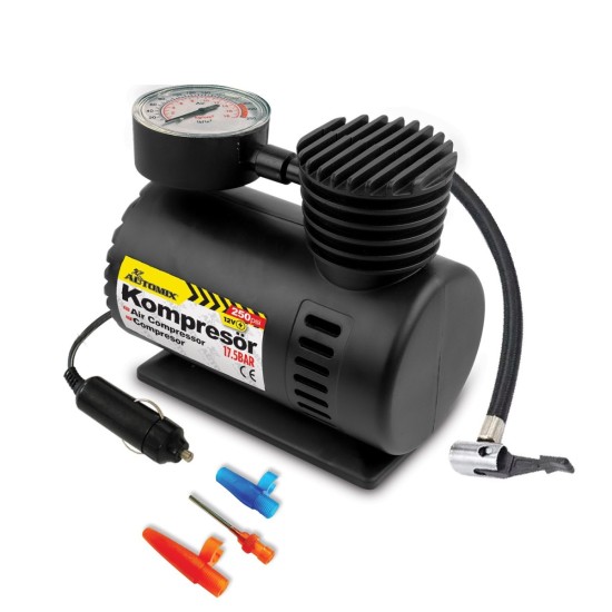 COMPRESOR CON MANOMETRO 18BAR 250PSI 12V AUTOMIX