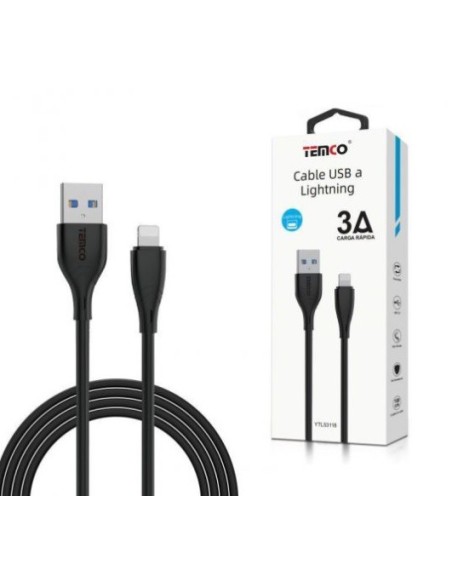 CABLE DE TELEFONO 3.A 1M IPHONE NEGRO CARGA RAPIDA 5V C/10