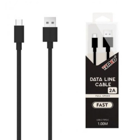 CABLE DE TELEFONO 2.A 1M TIPO C 5V NEGRO CDT52109 C/10