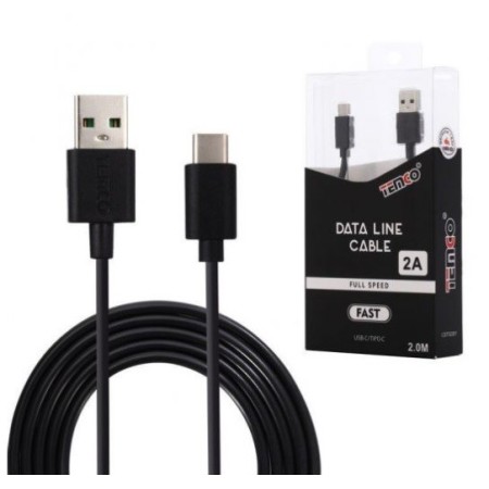 CABLE DE TELEFONO 2.A 2M TIPO C NEGRO C/10