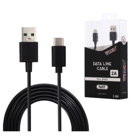 CABLE DE TELEFONO 2.A 2M TIPO C NEGRO C/10