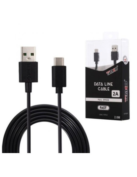 CABLE DE TELEFONO 2.A 2M TIPO C NEGRO C/10