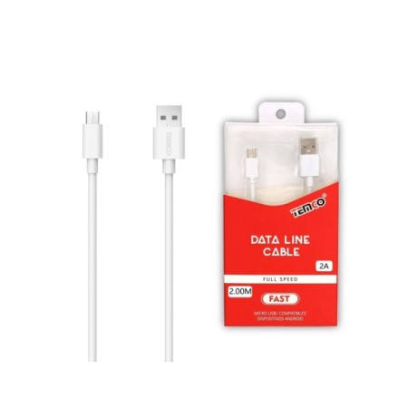 CABLE DE TELEFONO 2.A 2M MICRO USB BLANCO C/10