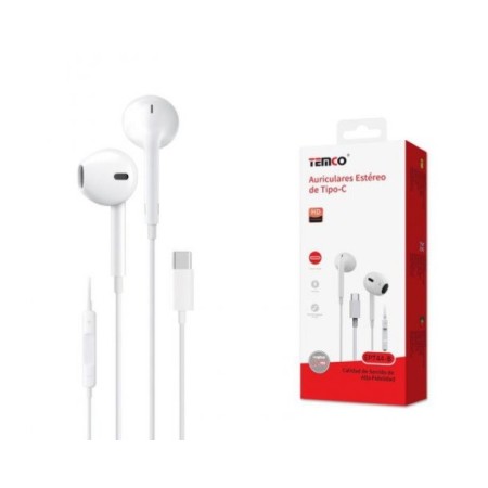 AURICULARES CON CABLE + MICRO CONECTOR TIPO C BLANCO EPT44 C/10