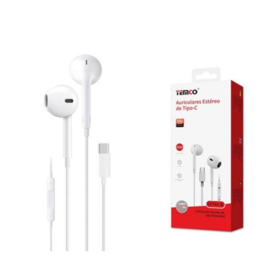 AURICULARES CON CABLE + MICRO CONECTOR TIPO C BLANCO EPT44 C/10