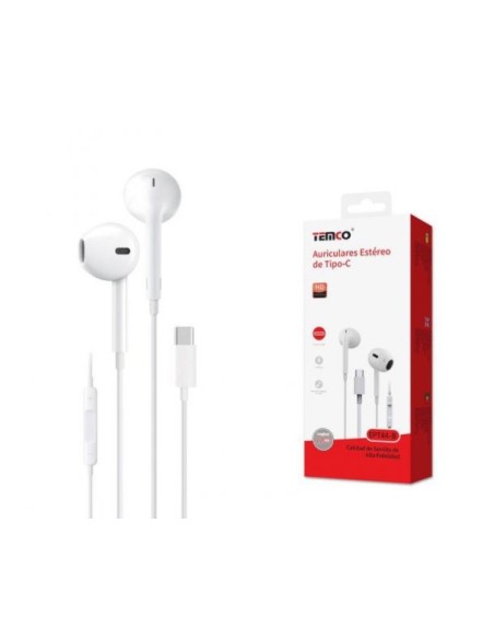 AURICULARES CON CABLE + MICRO CONECTOR TIPO C BLANCO EPT44 C/10