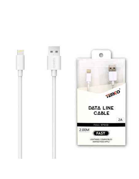CABLE DE TELEFONO 2.A 2M IPHONE BLANCO C/10