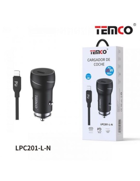 CARGADOR DE TELEFONO PD20W "CON CABLE" TIPO C A IPHONE LPC201 NEGRO C/10