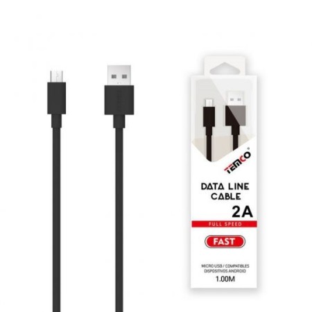 CABLE DE TELEFONO 2.A 1M MICRO USB NEGRO 5V SCDM52101 C/10
