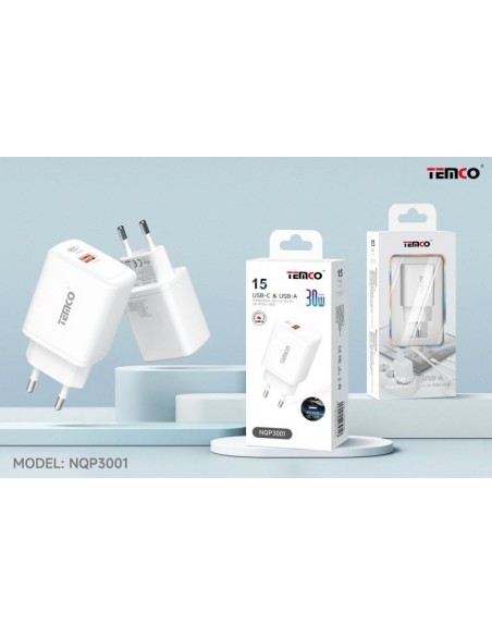 CARGADOR DE RED USB/TIPO C 30W/18W NQP3001 C/12