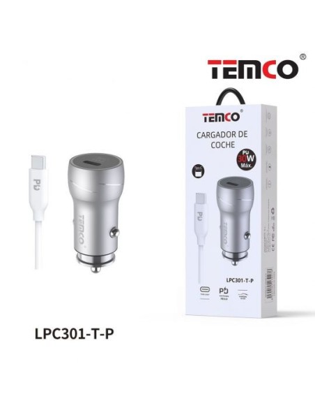CARGADOR DE TELEFONO PD30W "CON CABLE" TIPO C A TIPO C PLATA LPC301 C/10