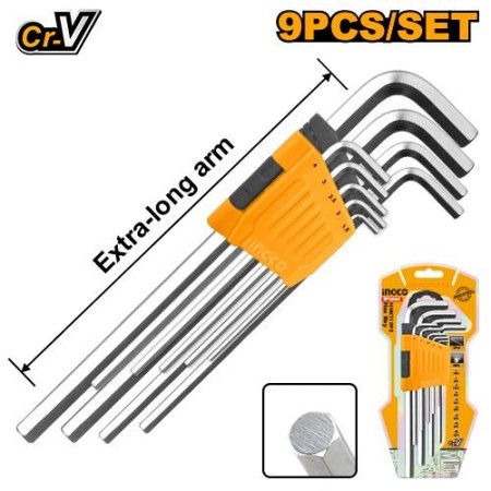 JUEGO 9 LLAVES ALLEN EXTRALARGAS 230MM