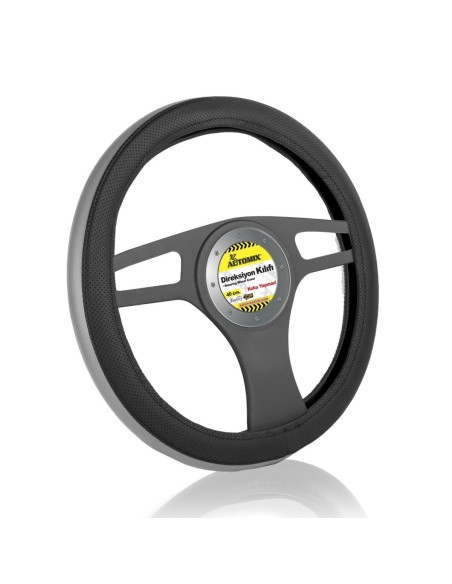 FUNDA DE VOLANTE COCHE AUTOMIX BICOLOR NEGRO/GRIS 38/40 CM AUTOMIX