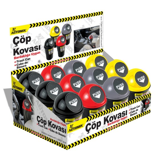 PAPELERA PORTATIL 18X10CM COLORES SURTIDOS EXP.12UDS AUTOMIX