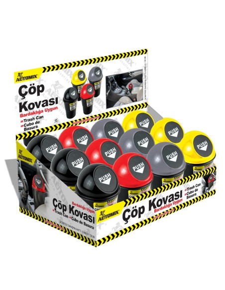 PAPELERA PORTATIL 18X10CM COLORES SURTIDOS EXP.12UDS AUTOMIX