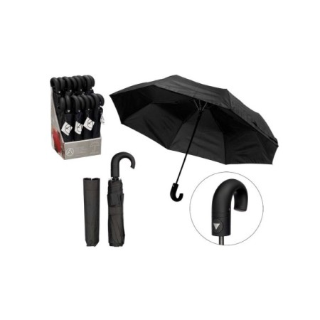 PARAGUAS PLEGABLE CURVO AUTOMATICO NEGRO EXP.16UDS