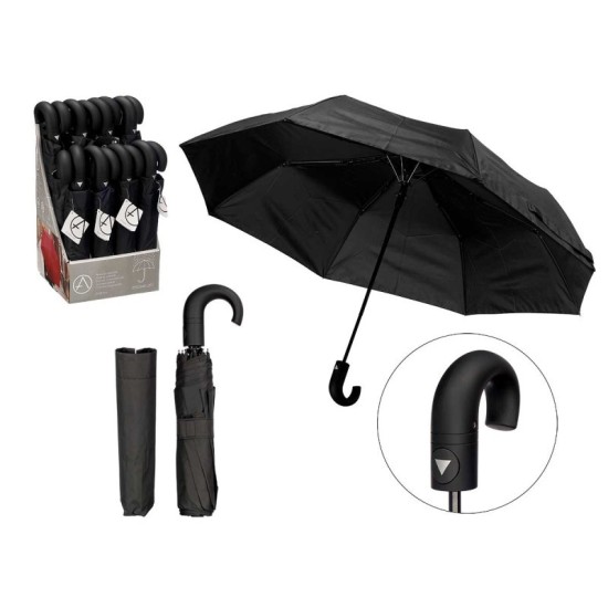 PARAGUAS PLEGABLE CURVO AUTOMATICO NEGRO EXP.16UDS