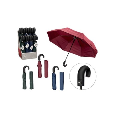 PARAGUAS PLEGABLE RECTO AUTOMATICO COLORES SURTIDOS EXP.16UDS