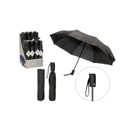 PARAGUAS PLEGABLE RECTO AUTOMATICO NEGRO EXP.16UDS
