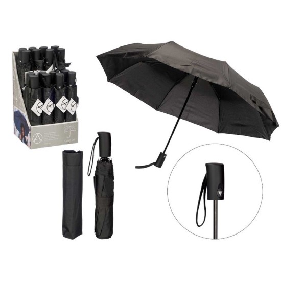 PARAGUAS PLEGABLE RECTO AUTOMATICO NEGRO EXP.16UDS