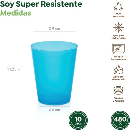 VASOS ANCHOS REUTILIZABLES 480CC COLOR PACK 4UNID