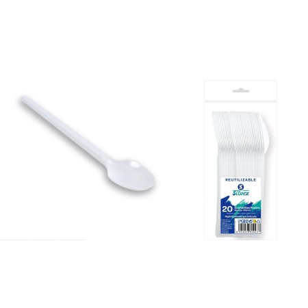 CUCHARILLA DE POSTRE DE PLASTICO REUTILIZABLE 13CM BLISTER 20UDS