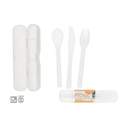 SET 3 CUBIERTOS DE PLASTICO REUTILIZABLE 20X4X3CM C/FUNDA